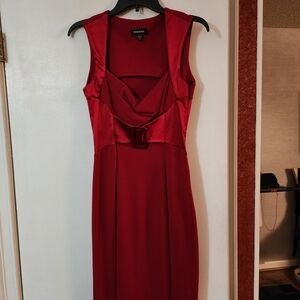 Bebe Red Midi Dress with Buckle